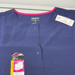 Scrubstar Dark Blue Scrub Jacket with Pink Trim